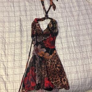 Windsor Multicolor Floral Halter Mini Dress